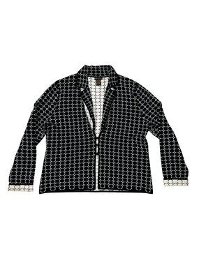 Grace Dane Lewis Womens XL Black & White Geometric Open Front Cardigan Sweater
